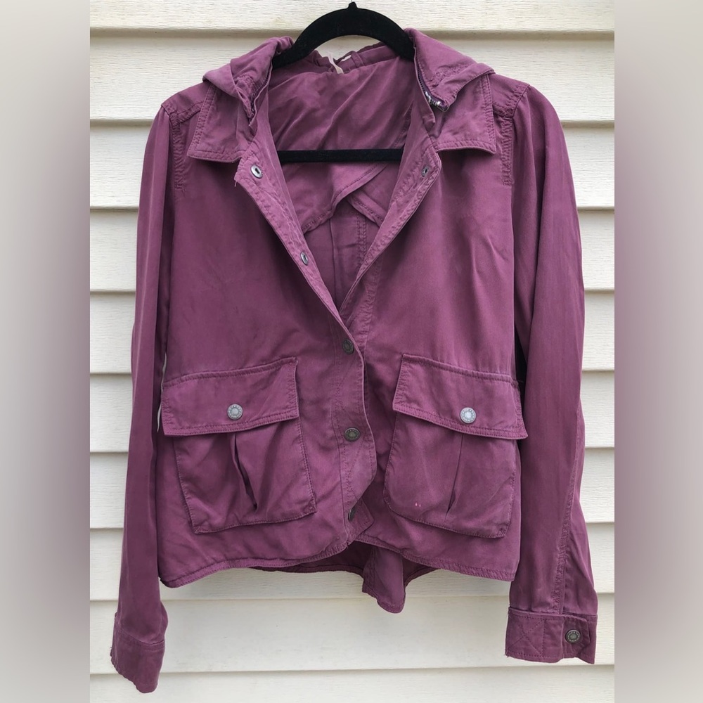 Free People Snap Down Cargo Jacket Removable Hood